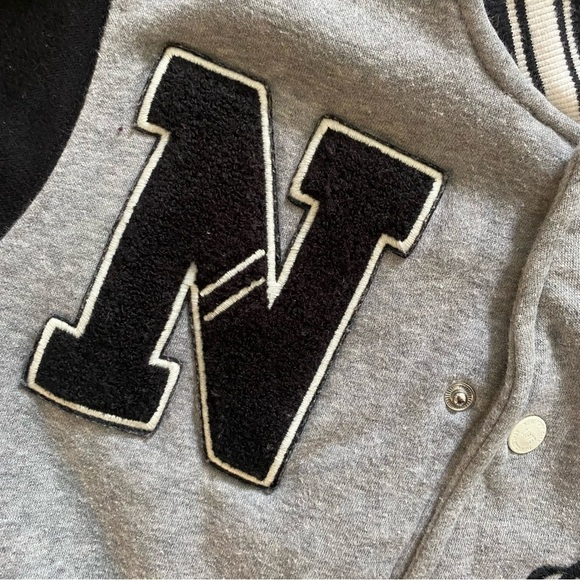 H & M Jacket Boys Kids 10-12 Youth Black White Gray Baseball Snap Button Pockets - Picture 4 of 9